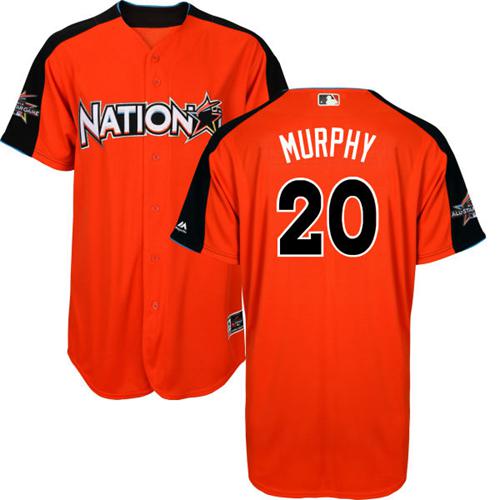 Nationals #20 Daniel Murphy Orange All-Star National League Stitched MLB Jersey - Click Image to Close